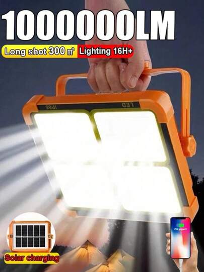 1pc Portable Outdoor Solar Light, Camping Lamp, 144/264 LED Beads, Lighting Night Light; 1000 Lumen Outdoor Solar Yard Wall Light, Outdoor Safety Lighting Work Light; Camping Fishing Spotlight, Ground Light