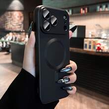 Ốp lưng điện thoại từ tính mờ tương thích với iPhone 17/16/15/13/12/14/11 Pro Max Plus, hỗ trợ sạc không dây, kèm miếng dán bảo vệ ống kính và khả năng chống sốc. - màu đen - Xem 4