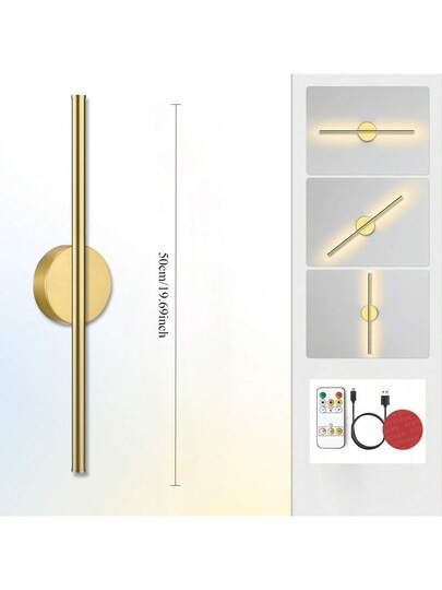1pc LED Strip Light, Rechargeable/Non Rechargeable, 60/50CM, Goud Minimalist Line Wand Lamp, Corridor, Balcony, Creative TV Background, Living Room, Bedroom Bedside Lamp view 4