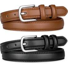 2 Pack Leather Belts Women, Belts Jeans Pants Dresses With Stylish - Black+White - View 2