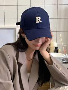 1 szt. Czapka baseballowa unisex z haftem "R", odpowiednia dla par, swobodna, stylowa i uniwersalna