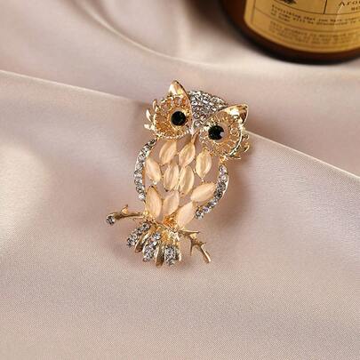 1 件复古优雅可爱锌合金猫和猫头鹰胸针，适合春、夏、秋、冬日常佩戴，万圣节配饰，教师节珠宝，服装配饰，包包饰品，办公室配饰