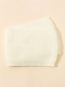 1pc Classic Autumn Knitted Neck Warmer For Kids, Versatile & Warm, Solid Color, Suitable For 3-8 Years Old Boys & Girls - White - View 2