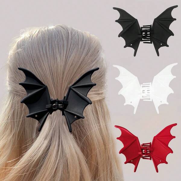 Matte Black Metal Bat Claw Clip, Funny Hair Clip For Simple Half-Up Hairstyle, Hair Claw