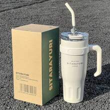 40OZ/1200ML SITARAYURI Double Wall  Bottle For Father's Day, With Handle And Straw, Large Capacity Portable Cup For Hot And Cold Dual Use, 1200ml Steel  Bottle, Suitable For Hot Or Cold Drinks, Suitable For Camping, Outdoor Activities, Driving, Sports, Fitness And Holiday Gifts. - 優質款白色 - 查看 12
