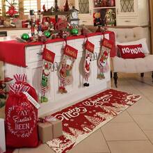 1/2pcs Christmas Floor Mat, Luxurious Red Background Embellished With White Snowflakes, Christmas Tree Pattern Kitchen Floor Mat, Happy Theme, Christmas Atmosphere Decoration, Very Suitable For Study, Kitchen, Bedroom, Home Decoration, Creating A Comfortable And Exquisite Joyful Atmosphere - Multicolor - View 14