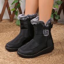 Botas de Nieve de Invierno Nuevas y Gruesas de Forro Polar para el Noreste, Zapatos de Algodón Cálidos y Resistentes al Frío - Negro - Ver 2