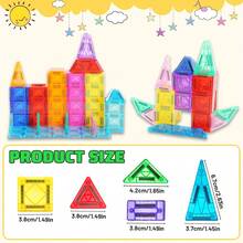 磁，3D钻石磁性积木，适合3-6岁儿童，STEM幼儿园儿童感官教育玩具礼物，男孩女孩皆宜（32/66/96片-迷你尺寸） - 彩色 - 查看 8