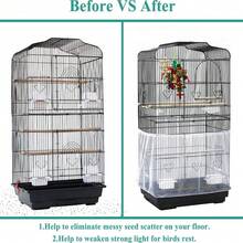 1pc Bird Cage Net Cover, Nylon Mesh Splash Guard Cage Net, Anti-Mosquito Net Cage Skirt With High Surround, Suitable For Round And Square Cages, Prevent Scattering And Mess - White - View 3