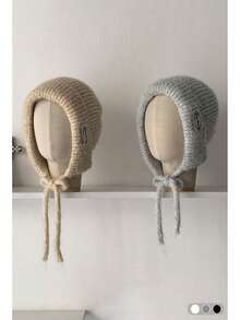 1pc Knitted Blend Sequin Embellished Balaclava Hat, Warm Knitted Beanie With Ear Flaps For Women, Autumn/Winter - Multicolor - View 1