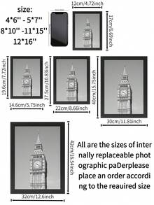 1PC Black Picture Frame, Beautify Your Memory With A Versatile Black Picture Frame - Wall And Desk Decor! Hanging, Table Stand, Available In A Variety Of Sizes, Suitable For 12x16in, 11x14in, 8x10in, 5x7in, 4x6in Size Photo Paper