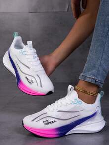 أحذية الجري الخارجية للرجال لنصف ماراثون، أحذية الجري ذات اللوحة الكربونية، أحذية رياضية للنساء مع امتصاص الصدمات، أحذية رياضية كاجوال مضادة للانزلاق - ازرق وابيض - مشاهدة 1