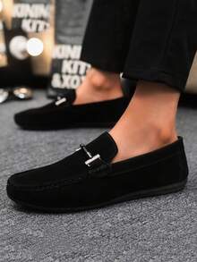 1 Pair Men's Loafers, Casual Slip-On Boat Shoes, Moccasins, Flat Driving Shoes, Business Formal Shoes (Please Order One Size Up) - Black - View 1