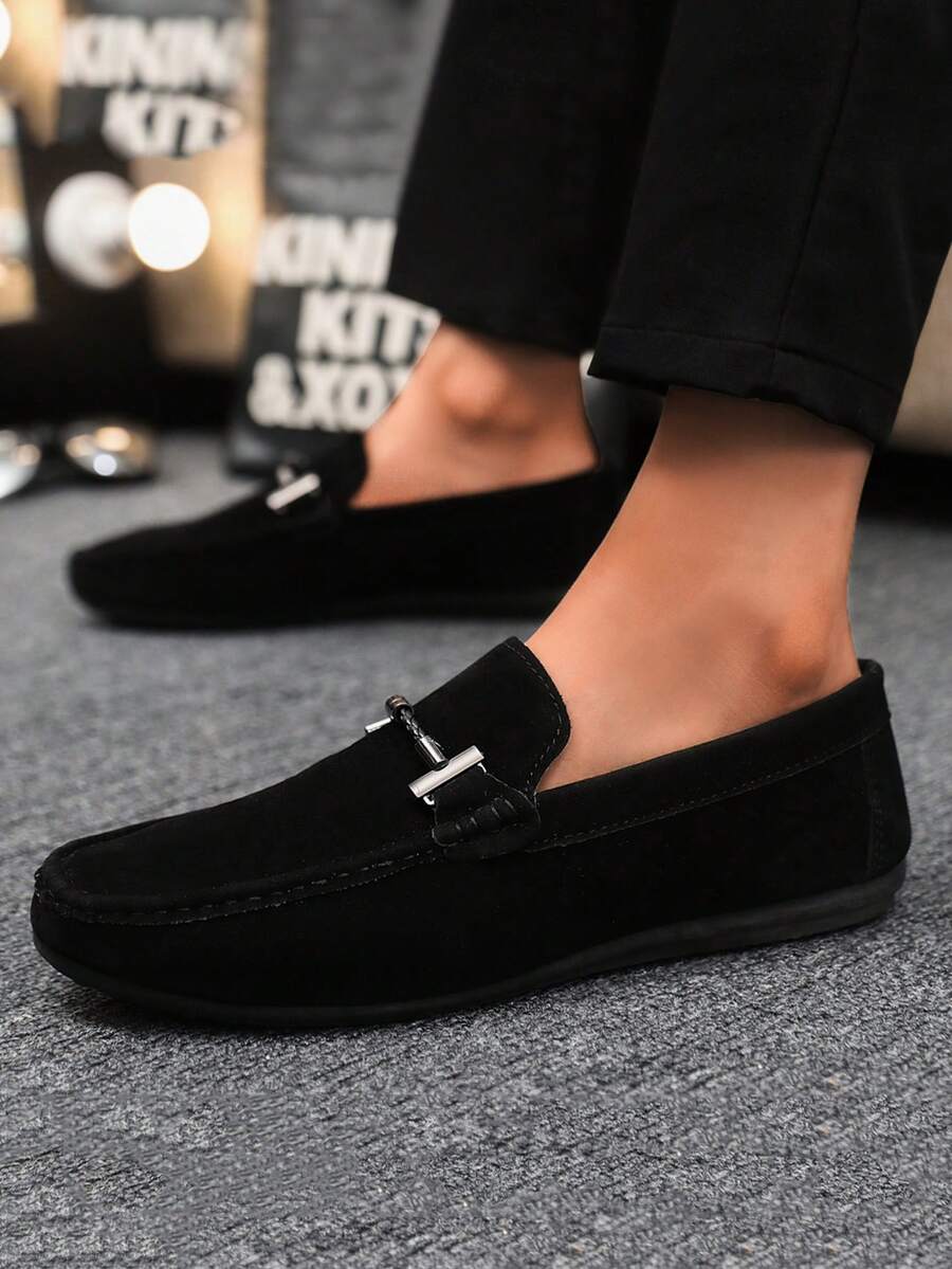 1 Pair Men's Loafers, Casual Slip-On Boat Shoes, Moccasins, Flat Driving Shoes, Business Formal Shoes (Please Order One Size Up) - Black - View 1