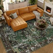 Fast LogisticsBoho Rugs Washable 5x7 Area Rugs Living Room Vintage Dark Green Black Neutral Modern Non Slip Carpet Jungle Hunter Green For Nursery Living Room Dining Room Bedroom FarmhouseFast Logistics