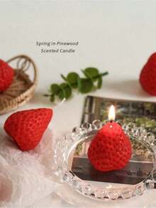 60pcs Soy Wax Strawberry Scented Candles, Cute Creative Handmade Candles, Ideal For Birthday, Meditation, Stress Relief, Bathing, Party Decoration, Birthday Gifts, Holiday Decor