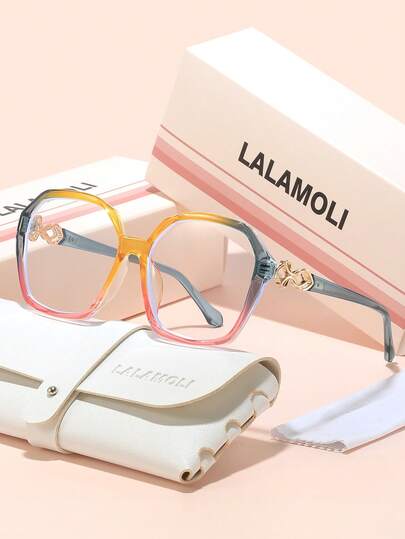  LALAMOLI Round Full-Frame Clear Glasses, Decorated Temples Design, Comes With Elegant Packaging, Suitable For Daily Wear And Holiday Gifts
