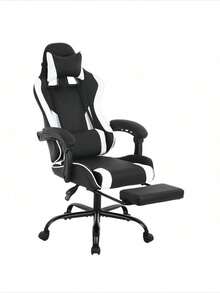 Ergonomic Racing Style Gaming Chair | Computer Desk Chair With Adjustable Lumbar Support | Breathable, Reclinable Design For Long Gaming/Work Hours - White - View 2