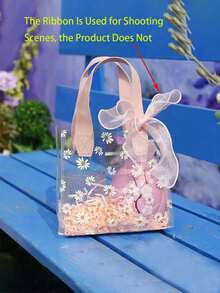 10个/5个/1个透明PVC礼品包装袋，可重复使用礼品袋【不含丝带】，适用于新娘送礼会、婚礼、生日、购物、简约家居装饰、带提手透明礼品袋、透明婚礼礼品袋、团体礼品袋、节日派对用品、复活节礼物、圣诞节礼物 - 彩色 - 查看 4