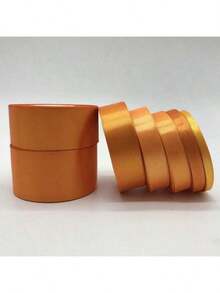 1 Roll Satin Ribbon, Suitable For Handmade Bows, Crafts, Weddings, Christmas Decorations, DIY Cards, Gift Wrapping - Orange - View 3