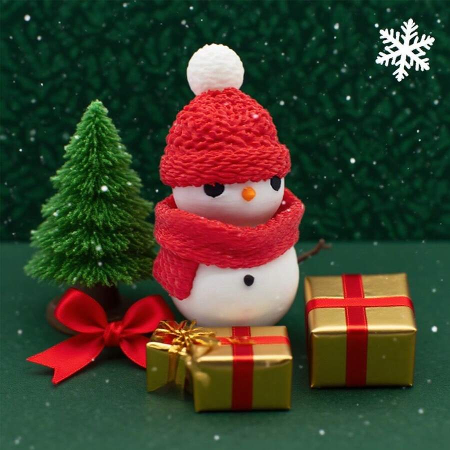 3D Printed Christmas Decoration Snowman Collectible Gift Figurine Stress-Relieving Squeeze Decorations Creative Pressure-Relieving Snowman Decorations