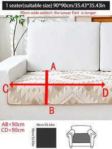 1件波西米亚菱形绗缝毛绒沙发垫套，暖色调乡村风格沙发套，防滑防刮，四季皆宜，适用于1/2/3/4座沙发和组合沙发，秋季装饰，房间装饰，返校季，学习用品 - 米色 - 查看 18