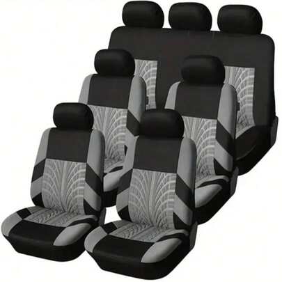 13pcs/9pcs/4pcs Universal Car Seat Covers - Suitable For SUV, Truck And 7-Seater Vehicles | 3-Row Seats Polyester Material (Front Bucket Seats + Rear Split Bench) | Breathable, Anti-Slip, With Airbag Compatible | Unisex Car Interior Protective Cover. 9pcs 5-Seat Model (2 Front Seats + Backrests + Rear Bench + 5 Headrests) And 4pcs 2-Seat Model (2 Front Seats + 2 Headrests)