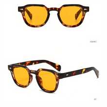 1 Pc/Set New Premium-Feel Fashion Men's Sunglasses, Available In Multiple Colors. Perfect For Daily Dates, Commuting, Street Style Outfits, Or As A Gift. Includes A Glasses Case. - NỬA/VÀNG - Xem 2