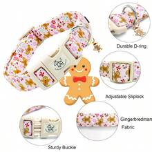 Elegancka, świąteczna obroża dla psa z małym ogonkiem, różowa piernikowa obroża dla psa, regulowana obroża dla psa dla dziewczynki lub chłopca