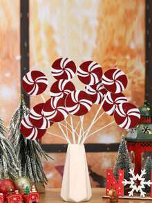 Błyszczące, świąteczne ozdoby w kształcie bałwana i renifera – materiałowe łodygi choinkowe z klipsami, nie wymagają prądu, czerwono-biały wzór w paski z laską cukrową, idealny na czubek choinki do użytku wewnątrz i na zewnątrz oraz jako świąteczna dekoracja domu