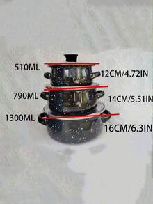 مجموعة 3 قطع من أواني البخار متعددة الألوان المطلية بالمينا، أواني بخار مطلية بالمينا مناسبة لموقد الحث والموقد الغازي، مجموعة أواني مطلية بالمينا عالية الجودة سميكة مكونة من 3 قطع مع مقبضين مزدوجين، قدر الحساء، قدر المعكرونة، قدر طعام الأطفال، وعاء الشحم، وعاء الحساء المنزلي، مجموعة أواني مطلية بالمينا صغيرة للمطبخ، مجموعة 3 قطع مطلية بالمينا صغيرة لقدر الحليب، قدر المعكرونة، قدر الحساء، مناسبة لطعام الأطفال، موقد الحث والموقد الغازي