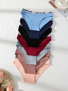 14 Pcs Fashion "LOVE" Letter Design  Underwear Women,Sexy Low-Waist  Women's Panties ,Fashion Solid Color Lingerie For Women ,Comfortable Sports Shorts Lingerie ,Ropa Interior Para Mujeres - 彩色 - 查看 7