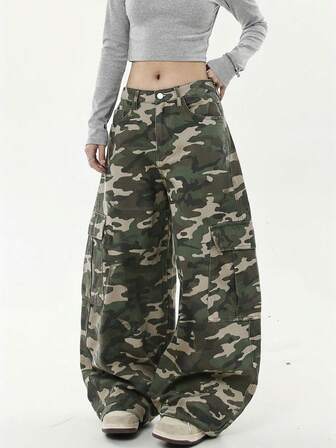 迷彩弯刀女款牛仔裤