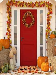 1pc Best-Selling "Hello Fall" Pumpkin & Maple Leaf Themed Doormat/Small Rug - 900GSM Soft Velvet, Machine Washable, Durable, Stain-Resistant, Quick Dry, Suitable For Indoor/Outdoor Decor, Bedroom, Kitchen, Photo Props, Holiday Gifts, All Season