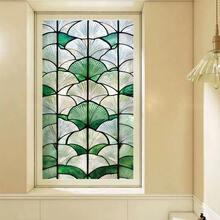 1 pièce Nouveau film de fenêtre en verre teinté coloré, motif floral et feuillage, autocollant PVC dépoli pour fenêtre amovible, pour décoration murale de chambre, salon, cuisine, décoration de maison