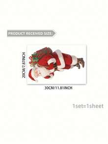 1 szt. Naklejka na okno z motywem Świętego Mikołaja – statyczna dekoracja świąteczna, odpowiednia do domów, drzwi, szkła – dekoracja świąteczna do wnętrz, śnieżna zimowa sceneria, wspaniały prezent na święta Bożego Narodzenia, dodająca świątecznej atmosfery Twojemu domowi