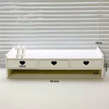 3-In-1 Monitor Stand, Drawer And Keyboard Storage - Ergonomic Desktop Risers For Computers/Laptops - Extra Space Organizer, Triple-Function Design, Ergonomic Relief, Universal Installation