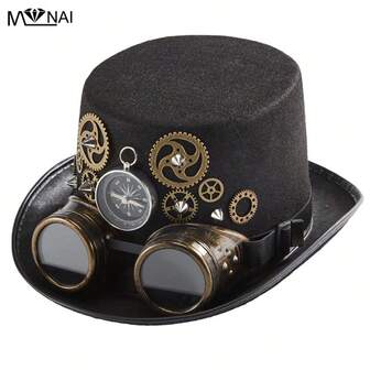 手工重金属齿轮指南针铆钉巫师帽派对装饰护目镜帽子