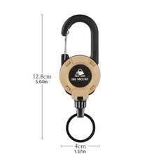 1 pezzo Portachiavi retrattile con moschettone, cavo in acciaio resistente, fibbia, utensile multifunzione per uso esterno, facile da estrarre