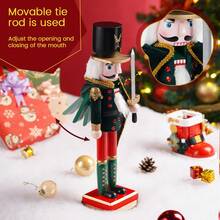 38cm Nutcracker 1PC Soldier Puppet Wooden Nutcracker Statue Craft Doll Christmas Living Room Office Desktop Holiday Gift - Multicolor - View 6