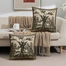1pc Gothic Folk Art Throw Pillow Covers Set Add A Touch Of Dark To Your Home! This Is Features Intricate Gothic Folk Art Designs. Ideal For Fans Of Medieval Or Occult - Inspired Decor, Bringing Mysterious, Vintage Charm To Sofas, Reading Nooks, Or Eclectic Interiors.