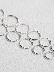 银质环形耳环 | 软骨无尽小环形耳环套装，适合男女女孩 | 防过敏 925 纯银耳屏耳环鼻唇环 | 耳环首饰，适合派对生日礼物，配有精美礼盒 | 7 种尺寸可选（外径-8 毫米/10 毫米/12 毫米/14 毫米/16 毫米/18 毫米/20 毫米） - 銀色 - 查看 8