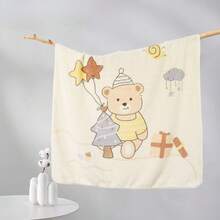 Manta suave para bebé con estampado de oso de dibujos animados y estrella de mar - Envoltorio cálido para bebés, lavable a máquina, colores variados, decoración multifuncional para la guardería para recién nacidos y niños pequeños, manta de bebé, diseño alegre, manta duradera para bebés