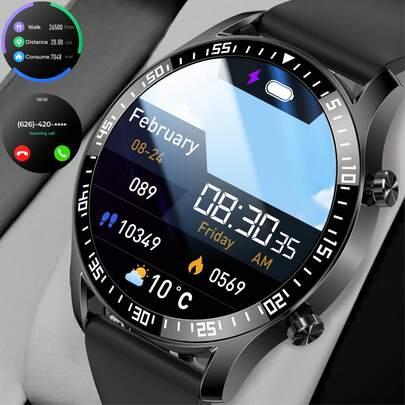 ساعة ذكية جديدة للرجال والنساء للاستخدام الخارجي، 100 وضع رياضي، شاشة كبيرة 1.5 بوصة، عمر بطارية طويل للغاية، استقبال الرسائل، الرد على المكالمات، التحكم في الموسيقى، جمع بيانات رياضية، عداد الخطوات، تذكير بشرب الماء، تذكير بالجلوس الطويل، توقعات الطقس