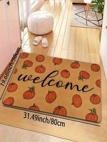 1pc Best-Selling Cute Real Pumpkin Welcome Doormat/Floor Rug - 900GSM Soft Velvet, Machine Washable Durable Stain-Resistant Quick-Drying, Suitable For Indoor/Outdoor Decor, Bedroom, Kitchen, Photo Props, Holiday Gifts, All Season
