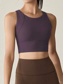 运动文胸 - 固定减震瑜伽背心，女士跑步训练健身文胸（春季款） - 紫色 - 查看 8