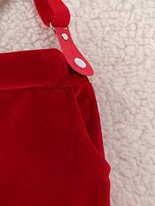 2 Stücke Jungs Gentleman Outfit Set - Langarm Hemd mit Fliege + Hosenträger rote Hose, Weihnachten, Geburtstag, Feiertagsparty Formeller Anzug - Rot - Übersicht 5
