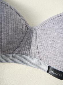 3pcs/Set Girls' Seamless Wireless Sports Bras, Letter Graphic, Adjustable Straps, Comfortable Underwear - Grey - View 5