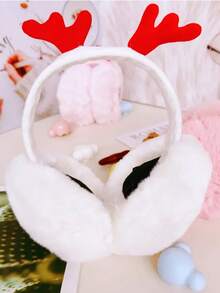 1 pièce Protège-oreilles de Noël en forme de bois de cerf pour femmes - Élégante casquette pliable rouge, fabriquée en tissu mélangé de haute qualité, assurant la chaleur et le confort. Un accessoire anti-froid pour l'hiver qui ne nécessite pas d'alimentation électrique, conçu spécialement pour les saisons froides et convenant à diverses activités extérieures.