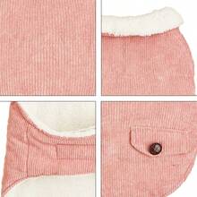1pc Button Decor Pocket Corduroy Padded Warm Pet Jacket With Adjustable Waist & Chest Hook-And-Loop Design, Suitable For Various Body Types Cats/Dogs Autumn Winter Coat - Pink - View 8